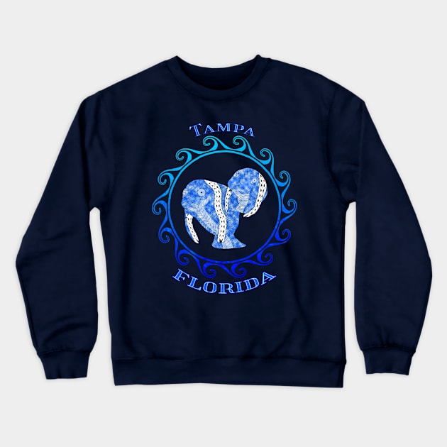 Tampa Florida Vacation Tribal Manatees Crewneck Sweatshirt by macdonaldcreativestudios